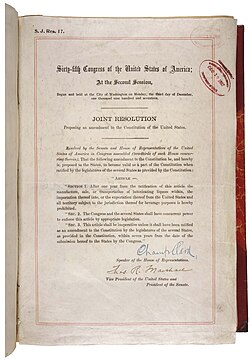 Texto histórico relacionado con la Decimoctava Enmienda a la Constitución de los Estados Unidos