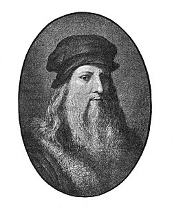 Leonardo da Vinci, en un grabado dibujado a partir de un autorretrato.