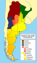 Mapa de los dialectos de Argentina