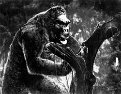 Fotograma de la película King Kong de 1933 que muestra el uso de stop-motion.