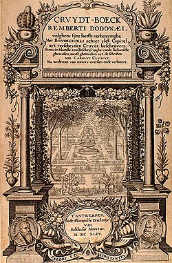 Portada del Cruydt-Boeck de Rembert Dodoens