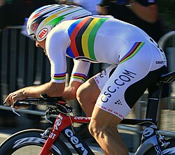 Fabian Cancellara con el maillot de campeón del mundo CRI