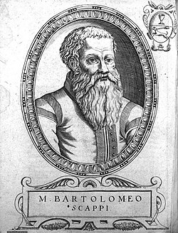 Retrato e información biográfica de Bartolomeo Scappi