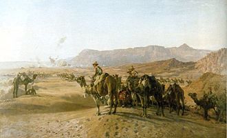 Cuerpo australiano de camellos en las cercanías de Magdhaba en diciembre de 1916.