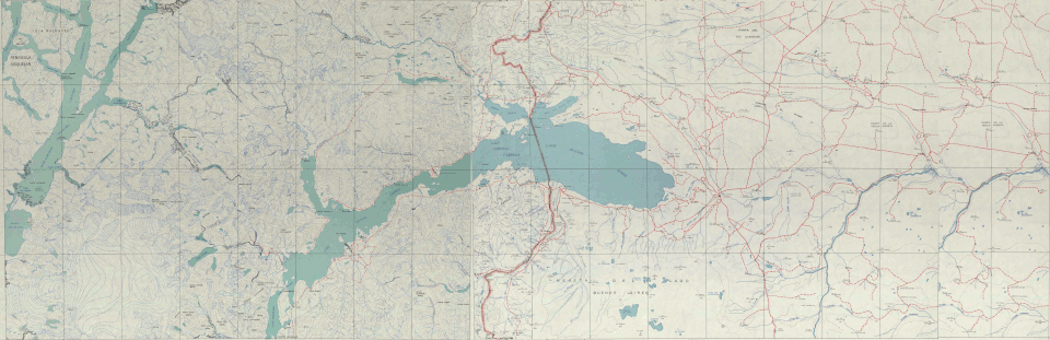 Composición cartográfica histórica del lago binacional