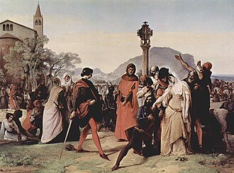 Pintura histórica que representa las Vísperas sicilianas