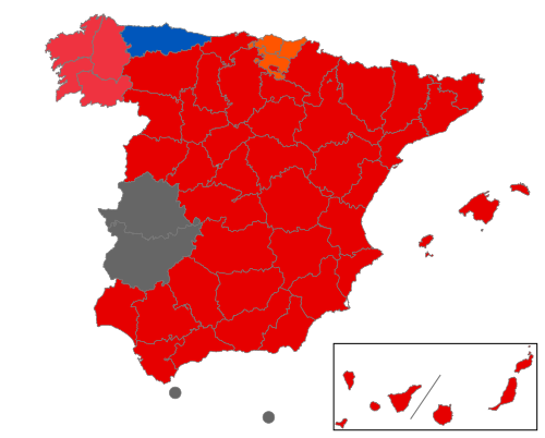 Demarcación de cable por provincias en España según el operador establecido