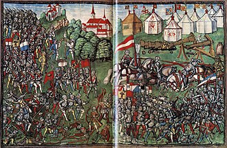 Ilustración histórica de la Batalla de Grandson según la crónica de Diebold Schilling