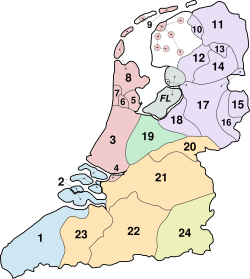 Mapa de dialectos del neerlandés en Europa