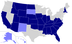 Mapa de estados y territorios de Estados Unidos según su oficialidad lingüística.