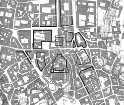 Mapa histórico de 1870 con la zona de demoliciones
