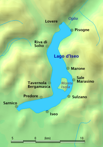 Detalle cartográfico del Lago Iseo