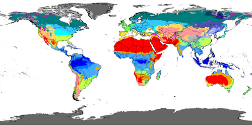 Mapa mundial de la clasificación climática de Köppen