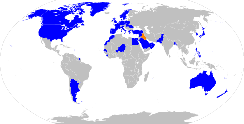 Mapa de los países que integraron la Coalición