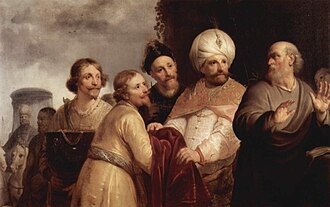 Eliseo rehusando los regalos de Naamán, óleo sobre lienzo conservado en el Museo Frans Hals.