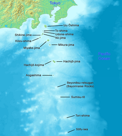 Mapa de localización de las islas Izu