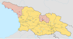 Mapa de los territorios afectados y ocupados en Georgia