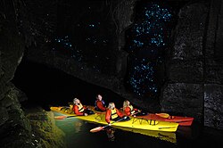 Kayak tipo Glowworm en el interior del Parque de Aventuras Waimarino.