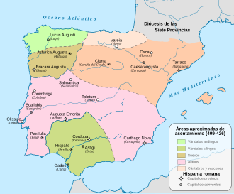 Distribución territorial de los pueblos germánicos y alanos