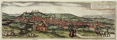 Grabado histórico de la ciudad de Burgos en el siglo XVI