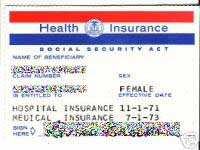 Tarjeta de Medicare con datos ocultos por privacidad.