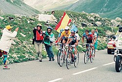 Tony Rominger y Miguel Induráin en el Col du Galibier