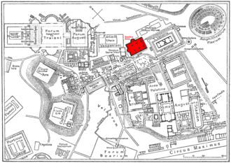 Plano que muestra la ubicación de la basílica en el Foro Romano.