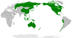 Mapa que ilustra los países miembros de la APEC