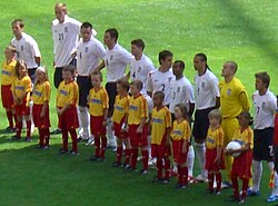 La selección absoluta de fútbol de Inglaterra en 2006.