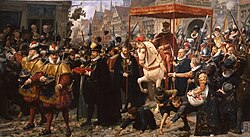 Pintura que ilustra la coronación de Cristián IV realizada por Otto Bache en 1887