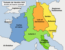 Tierras divididas por el Tratado de Verdún