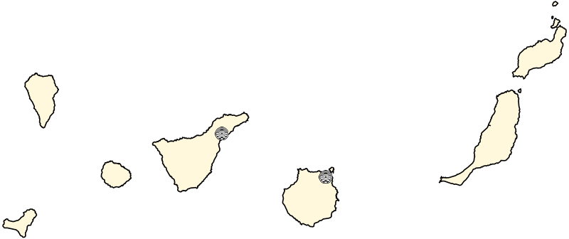Mapa con las comisarías del Cuerpo General de la Policía Canaria