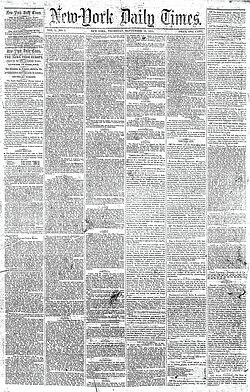 Portada de la primera edición de The New York Times