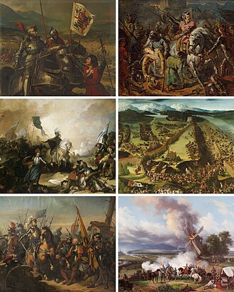 Colección pictórica con escenas de batallas clave de las Guerras de Italia.