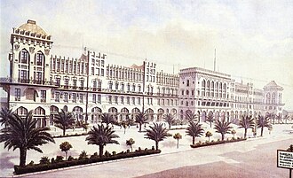 Fotografía histórica relacionada con obras efímeras como el Gran Hotel Internacional.
