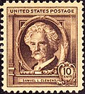 Sello postal del Servicio Postal de los Estados Unidos con la efigie de Mark Twain