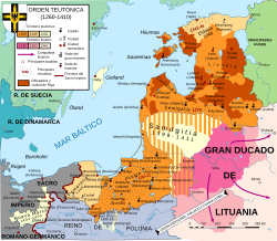 Mapa histórico del Estado Teutónico en 1410