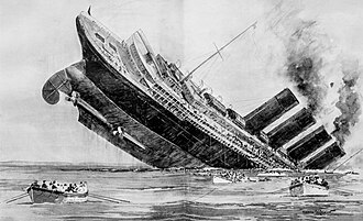 Ilustración del hundimiento del Lusitania