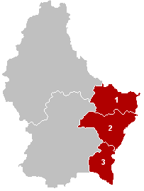 Distribución de los cantones del distrito de Grevenmacher.