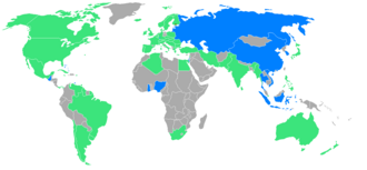 Mapa mundial con los comités participantes en Helsinki 1952