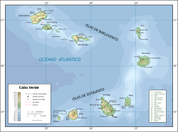 Mapa topográfico y político de Cabo Verde