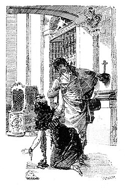 Ilustración histórica de Salvador Monsalud y Jenara en La segunda casaca de 1884