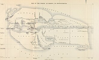 Reconstrucción decimonónica del mapa geográfico ideado por Eratóstenes del mundo conocido