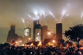 Fotografía nocturna del concierto Rendez-Vous Houston en 1986