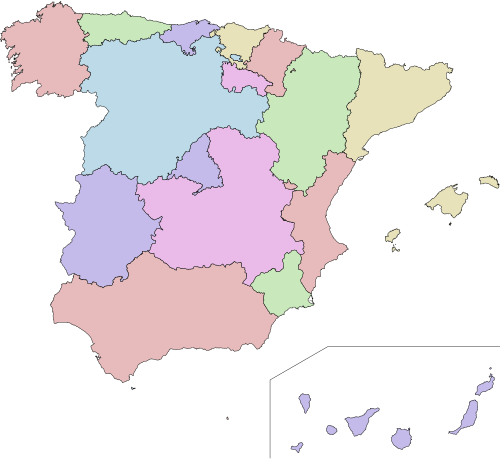 Mapa de las comunidades autónomas de España