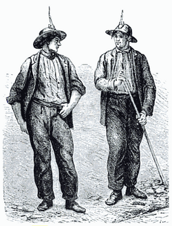 Ilustración de mineros de Cornualles en el siglo XIX