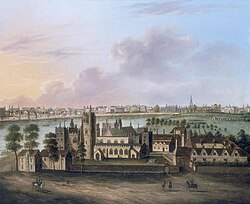Dibujo histórico del Palacio de Lambeth en 1685
