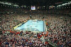 Instantes de juego de la final del Campeonato Mundial de Balonmano Masculino de 2009