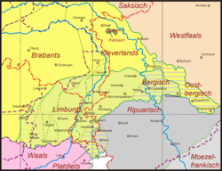 Ámbito geográfico del limburgués y el ripuario