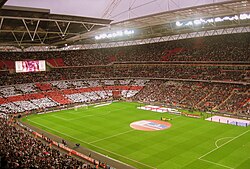 Vista interior del Estadio de Wembley durante un partido.